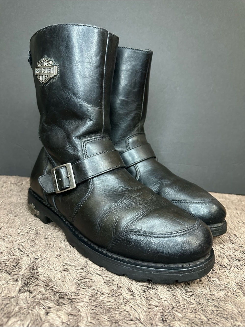 Harley-Davidson Black Leather Motorcycle Boots